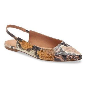 Madewell Margo Slingback Flats Shoes Snakeskin Embossed Leather